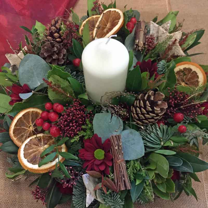 Christmas Candle Table Arrangement – Simply Flowers – Brighouse – Beautiful  flowers designed especially for you