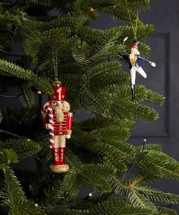 Christmas Glass Nutcracker with Candy Cane Ornament | Liberty