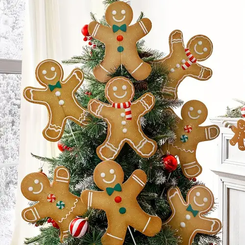 christmas indoor decorations: 8 large gingerbread man ornaments for ,  rustic gingerbread figures from for christmas tree decor, home, school, or  office winter vase decorations - home & kitchen - Tem
