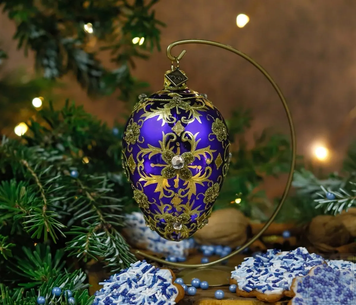 Christmas ornament egg 11cm – Sapphire - Classics - ExArte