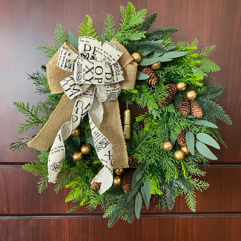 Christmas Pinecone Bell Wreath, 18' Rustic Holiday Door Hanger, Farmho — festwholesale