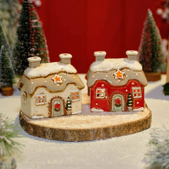 Christmas Tea Light Holder: Ceramic Christmas Cottage - Various - Lang –  Giftology