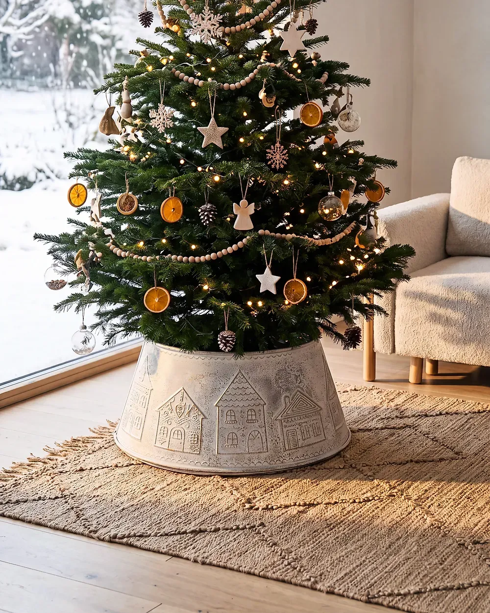 Christmas Tree Collar HEINOLA 72 cm Iron Off-White - Beliani.cz