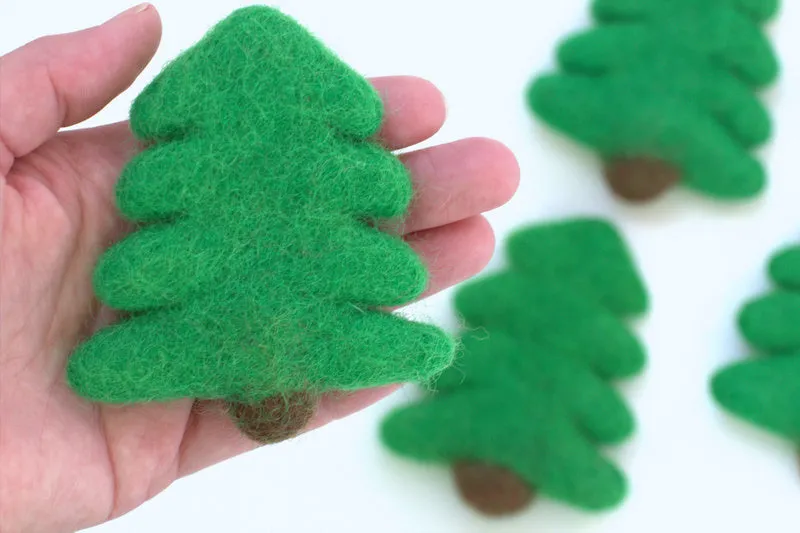 Christmas Tree Felt Garland- Red, Lime Green, Almond- Handmade by Matthew and Mae 6 ft (25 shapes)