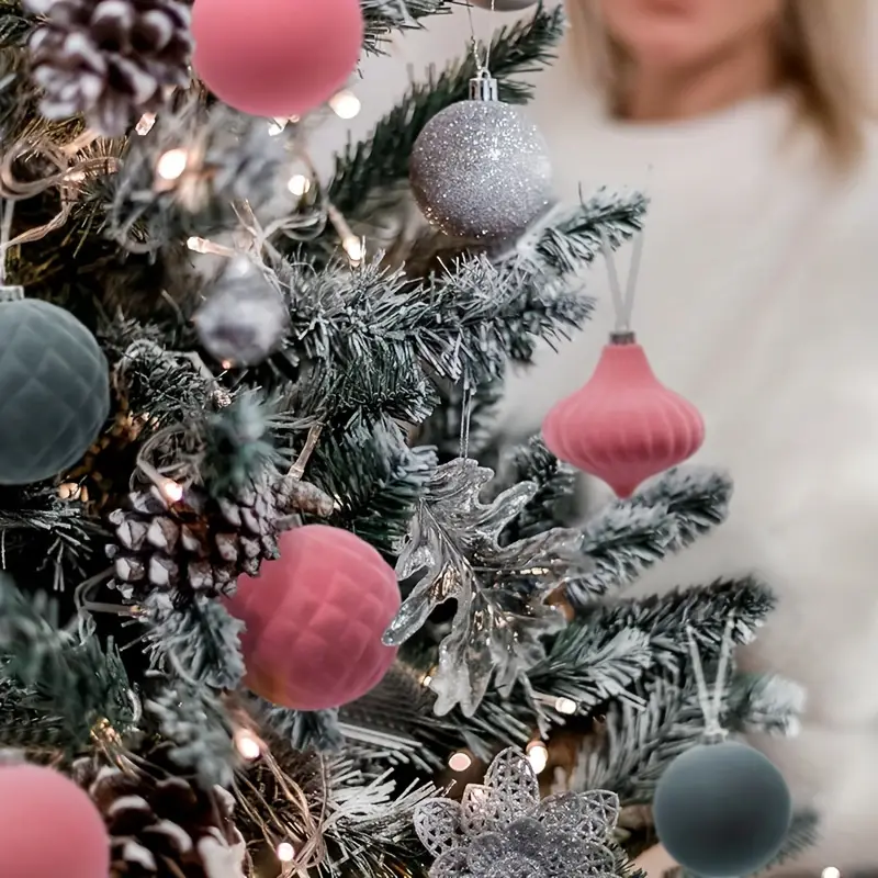 christmas tree velvet ornaments in rose red - Temu