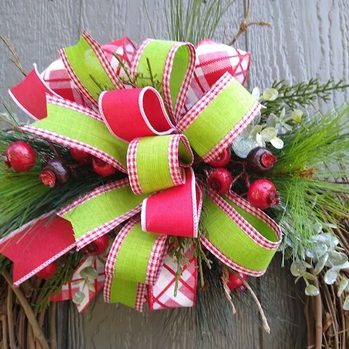 Christmas Wreath For Front Door. Front Door Decor, Porch Decor, Holiday Wreath, Country Style Wreath,