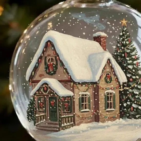 Clear Ball Ornaments Vintage Snow Village House/Christmas Tree/Snowman  Hanging Ball Ornaments for Farmhouse Xmas Tree Holiday Wedding Home Decor –  buy the best products in the Ayzeze online store
