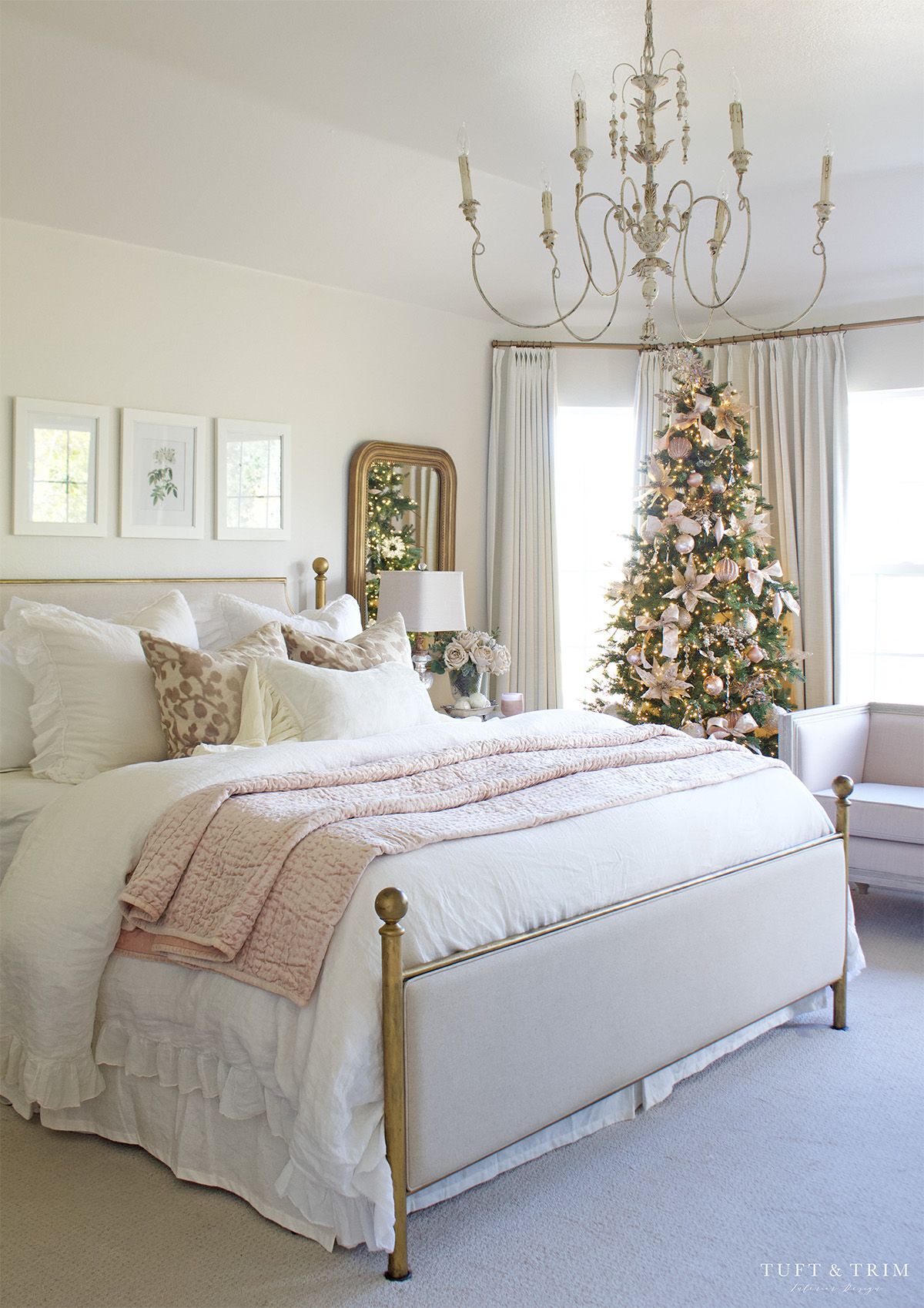 Cozy Blush Holiday Bedroom - Tuft & Trim