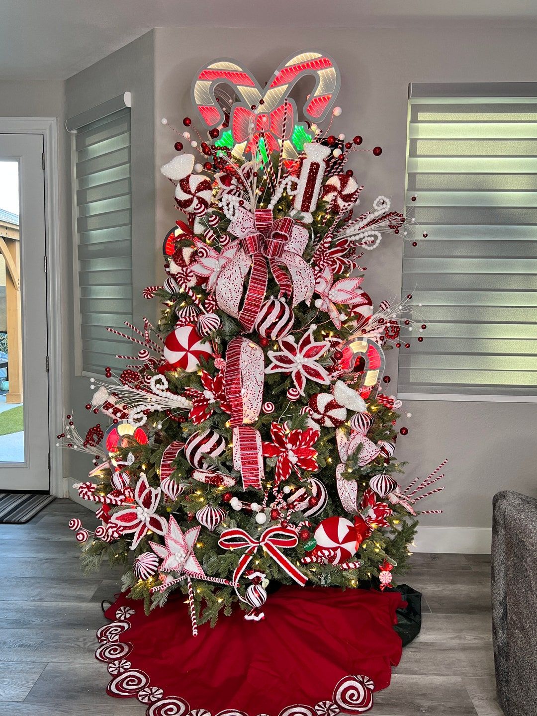 Decorated Candy Christmas Trees Candy Cane Christmas Tree Decorating Kit  Peppermint Christmas Tree Bundle Red White Holiday Decor Collection