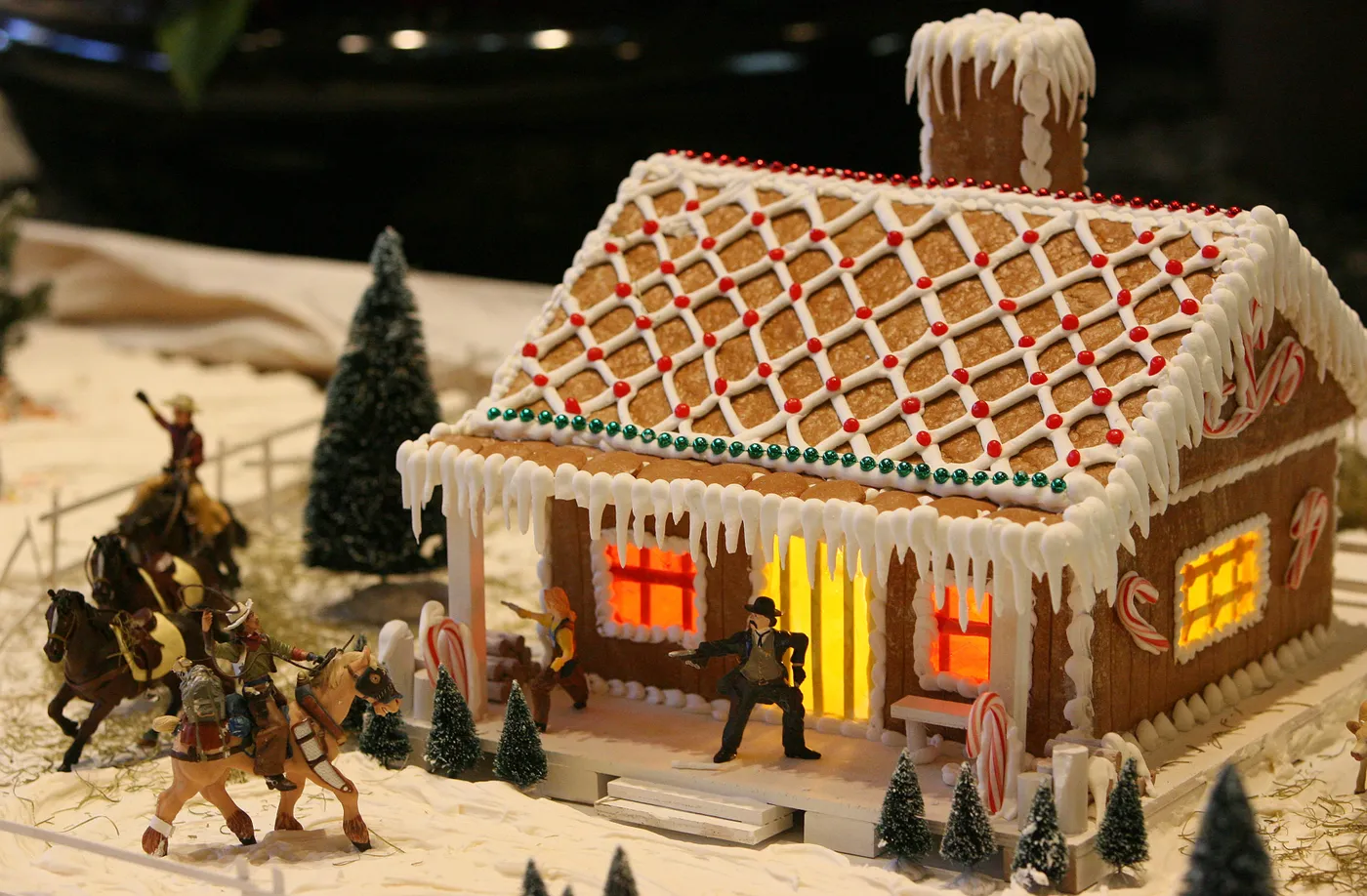 Detailed Vintage Gingerbread House Vintage Gingerbread House Canvas Print:  Cozy Christmas Wall Art
