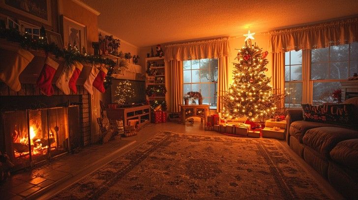 Download Cozy Christmas Evening Image - Christmas, Fireplace, Warmth | StockCake
