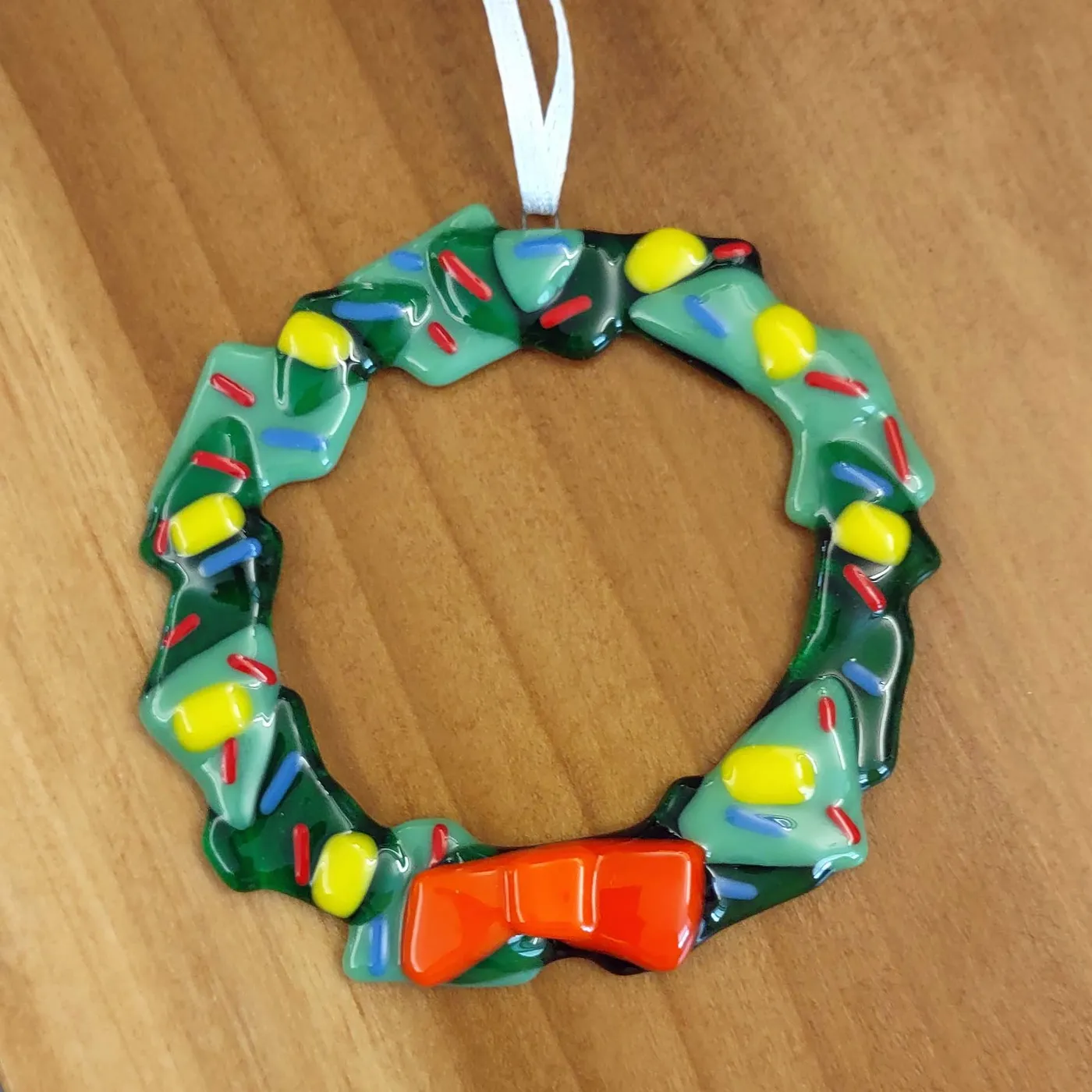 Drop in Fused Glass Holiday Wreath Ornament (Adults, teens and kids ages  8+) Nov. 7