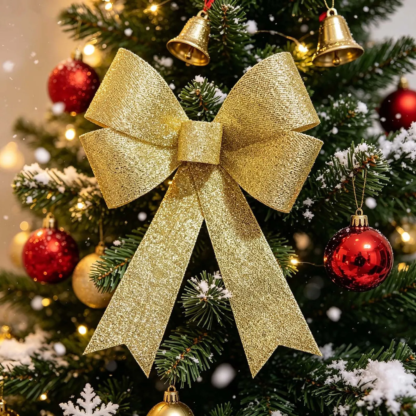 EGNMCR Christmas Decorations, Christmas Ornaments, Christmas Gifts Glitter Gold Christmas Bow Ornament -Tied Sparkly Bow For Christmas Tree Wreath Gift Decoration Window display - Walmart.ca