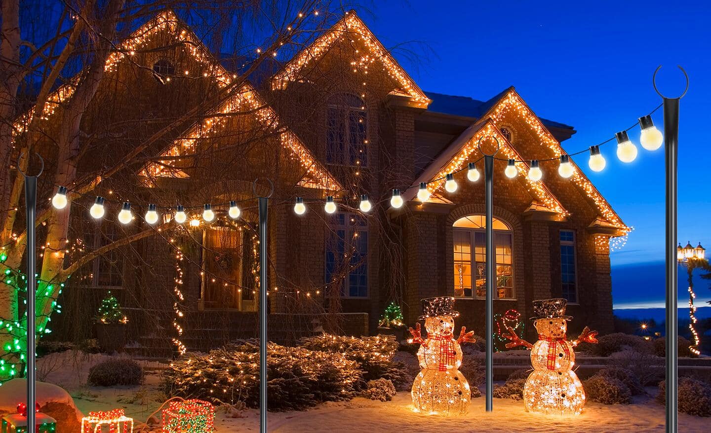 Exterior Christmas Lights For House How To Hang Lights For Christmas The  Home Depot