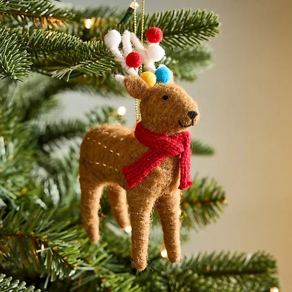 Felt Reindeer Hanging decoration - Brown