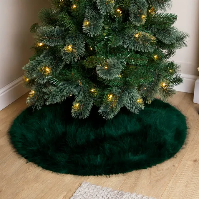 Festive Feeling Christmas Faux Fur Tree Skirt | Home Bargains
