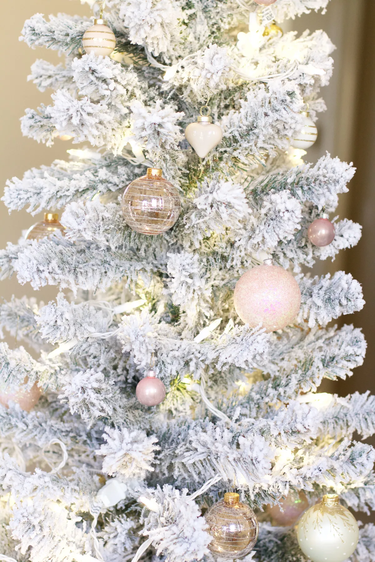 Flocked Christmas Tree + Decorations under $100