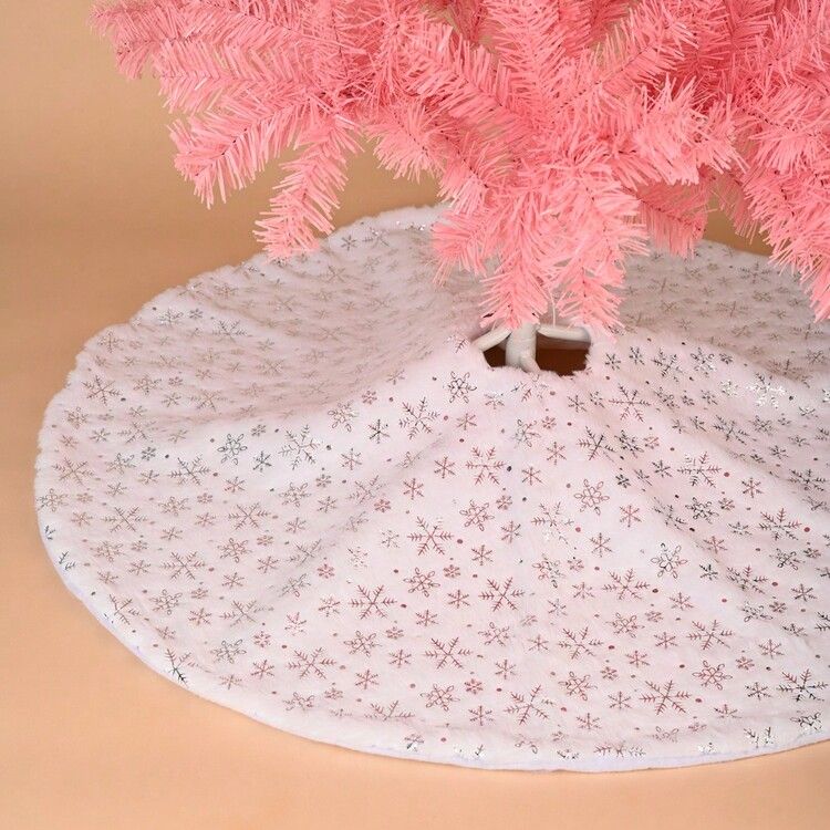 Fuzzy White Christmas Tree Skirt Decor, Soft Plush Snowflake Design, Holiday  Items, Christmas Party Best Gifts | SHEIN