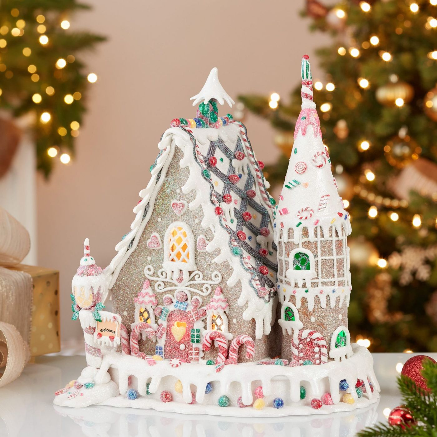 Gingerbread Christmas Tree Decor Clay Dough Candy Pastel Icing Holiday  Figurine