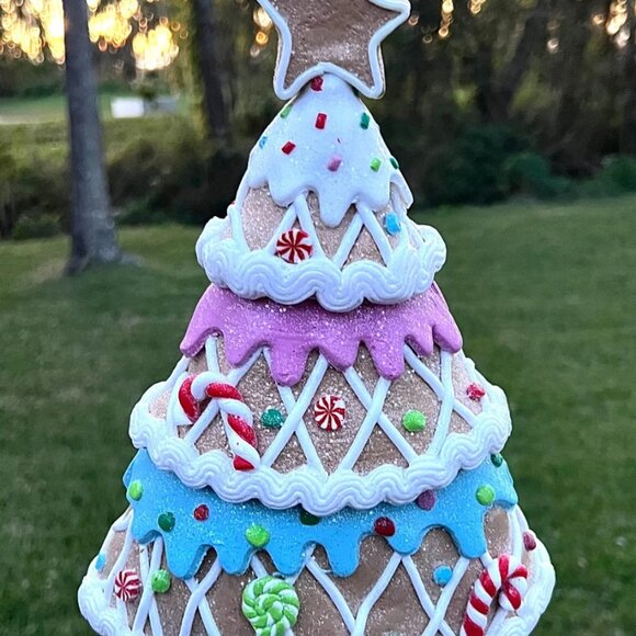 Gingerbread Christmas Tree Decor Clay Dough Candy Pastel Icing Holiday  Figurine
