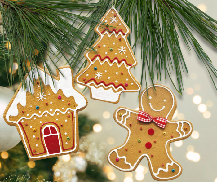 Gingerbread Christmas Tree Fabric Hanging Ornaments Set of 3 by STP Goods