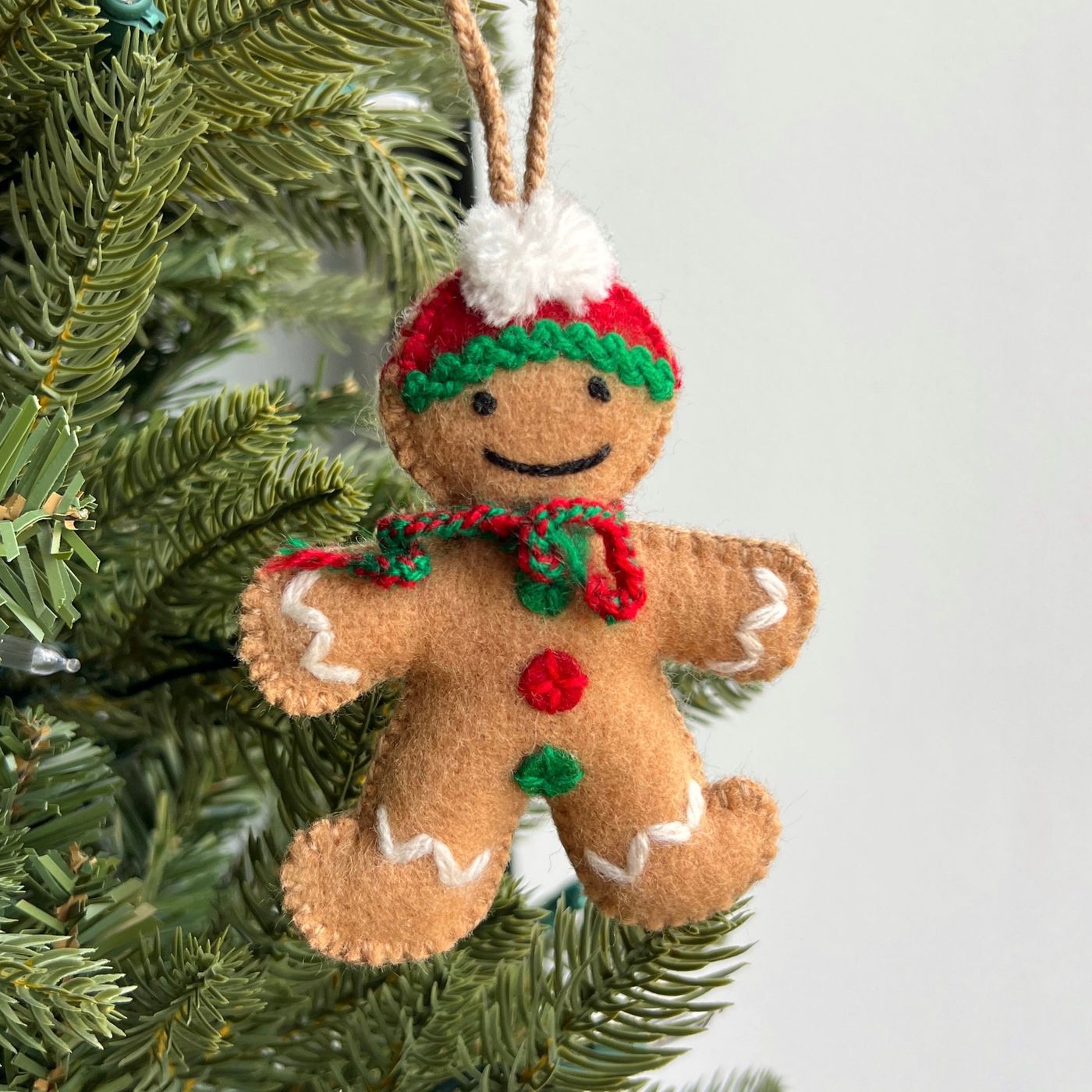 Gingerbread Man Ornament, Embroidered Wool Christmas Decor | Ornaments 4  Orphans®