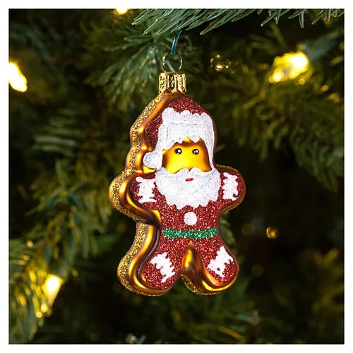 Gingerbread Santa Claus glass blown Christmas ornament | online sales on  HOLYART.com