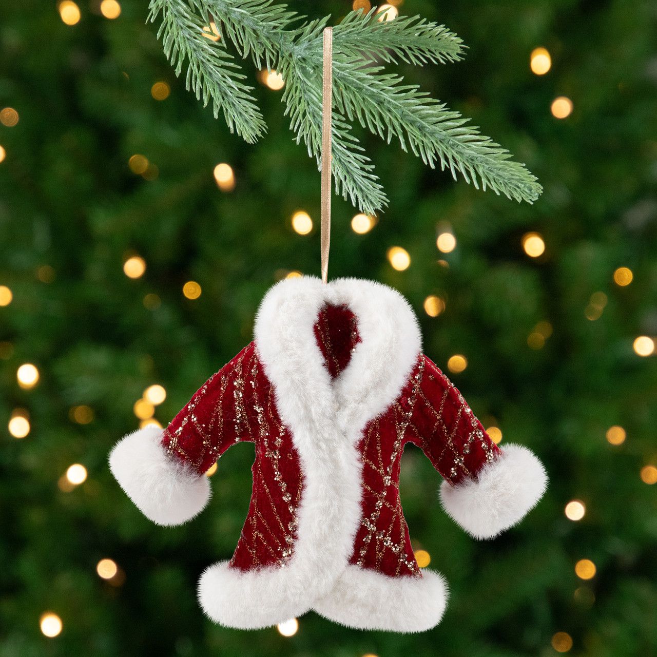 Glittered Winter Coat with Plush Trim Christmas Ornament - 6.5' - Red | Christmas