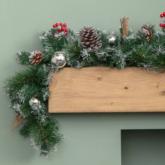 Green Samuel Alexander 1.8m (6ft) Dressed Christmas Garland with Silver  Baubles Pinecones & Berries | Debenhams