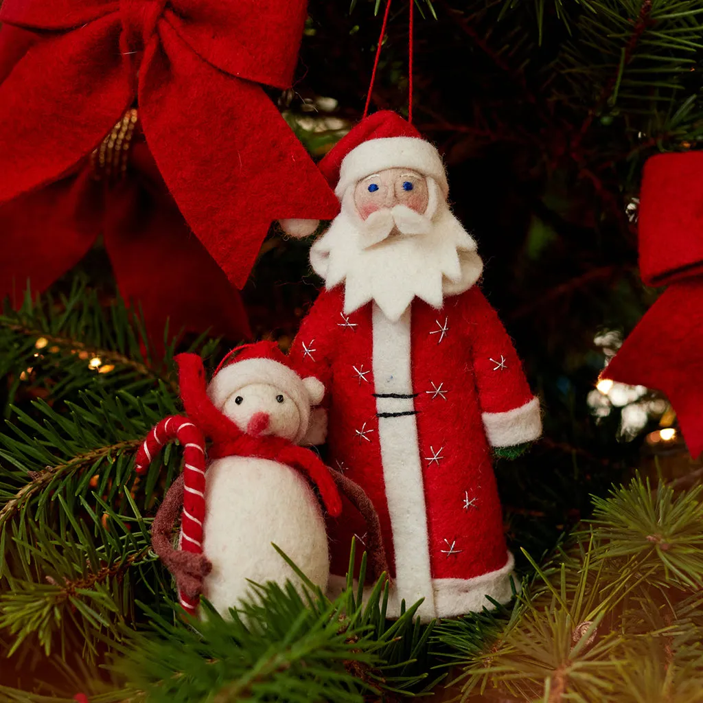 Hand-Felted Candy Cane Snowman Ornament – Craftspring