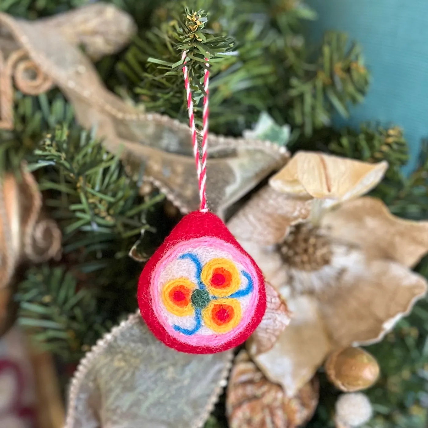 handcrafted felt pretty flower ornament - one little world