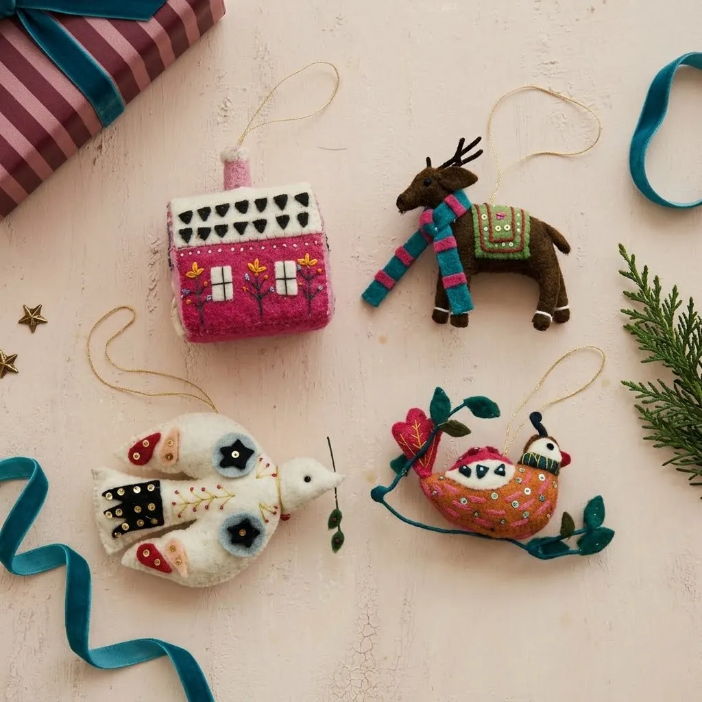 Handmade Cottagecore Christmas Felt Ornament - Choose Style – Cotton & Crete