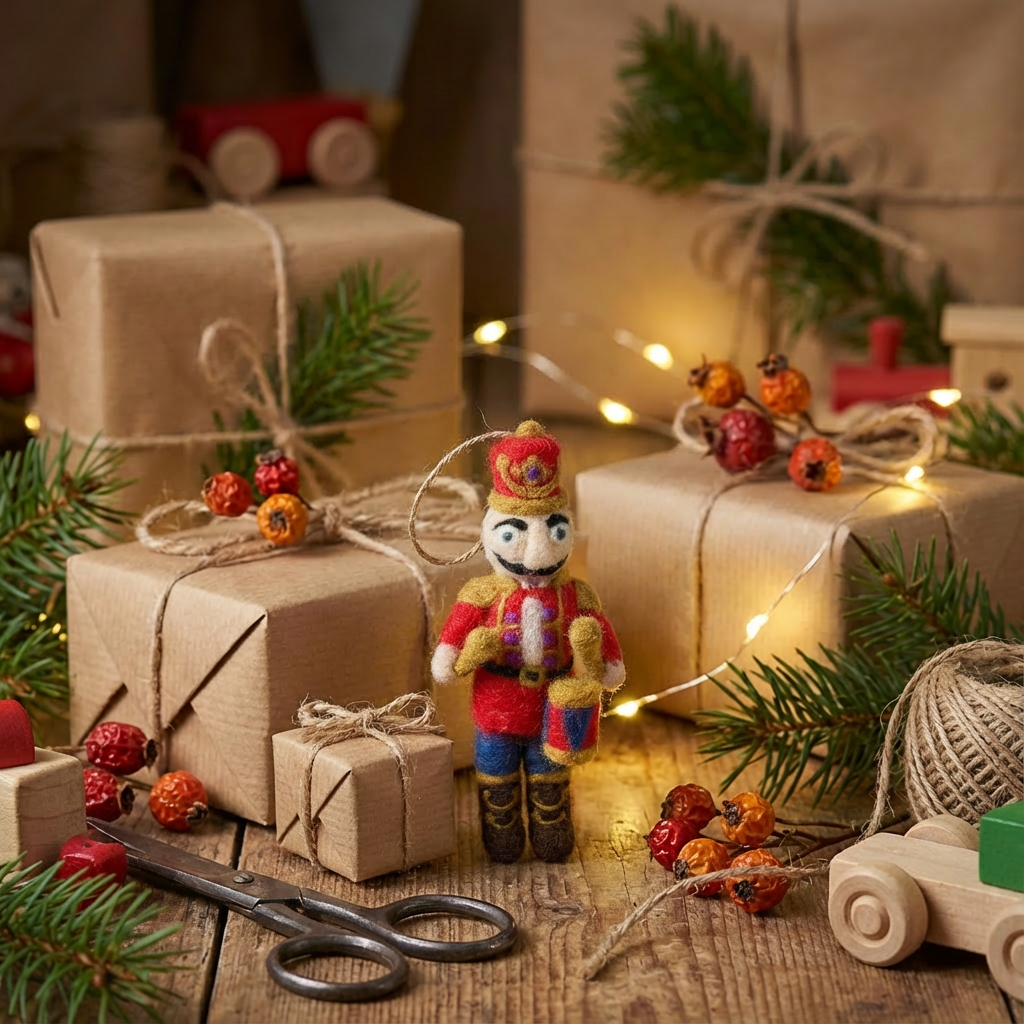 Handmade Felt Nutcracker Ned Hanging Traditional Christmas Decoration