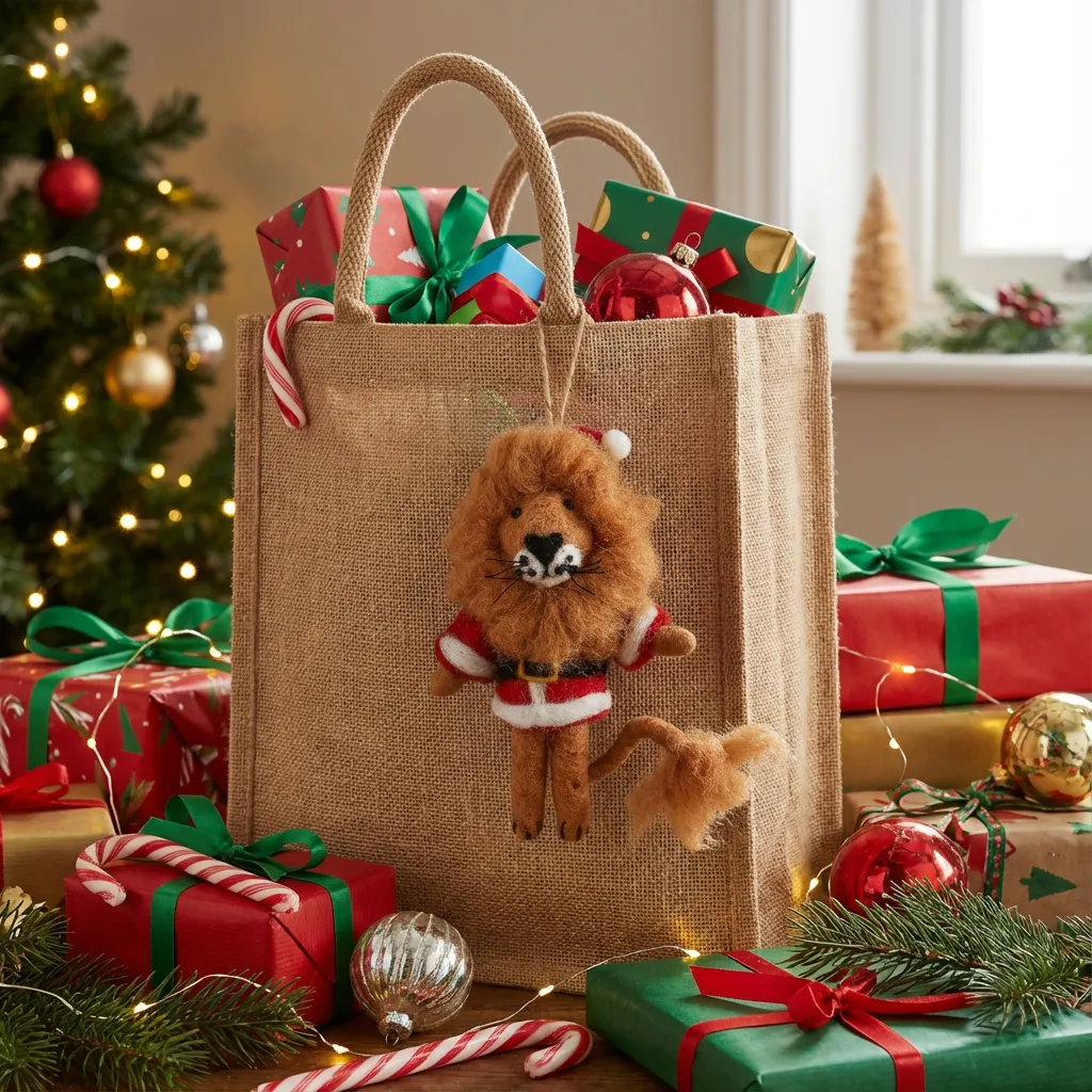 Handmade Felt Sutton the Santa Lion Christmas Hanging Decoration – Felt So  Good