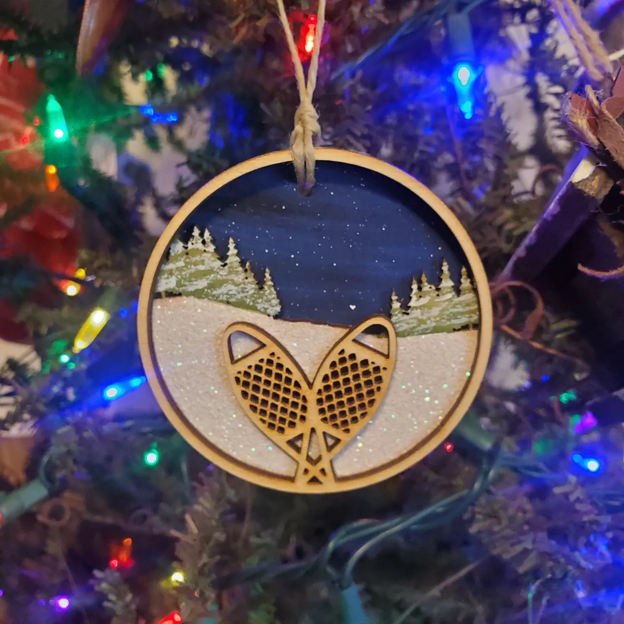 Handpainted Wooden Ornament- Snowshoe - Adirondack Country Store