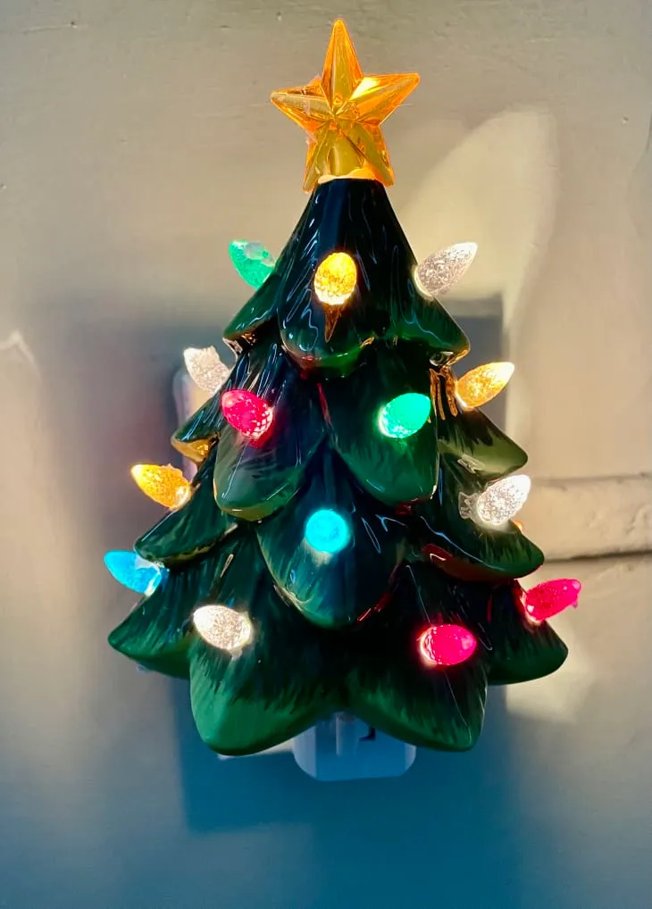 Hausse Green Ceramic Christmas Tree Nightlight Review | Apartment Therapy