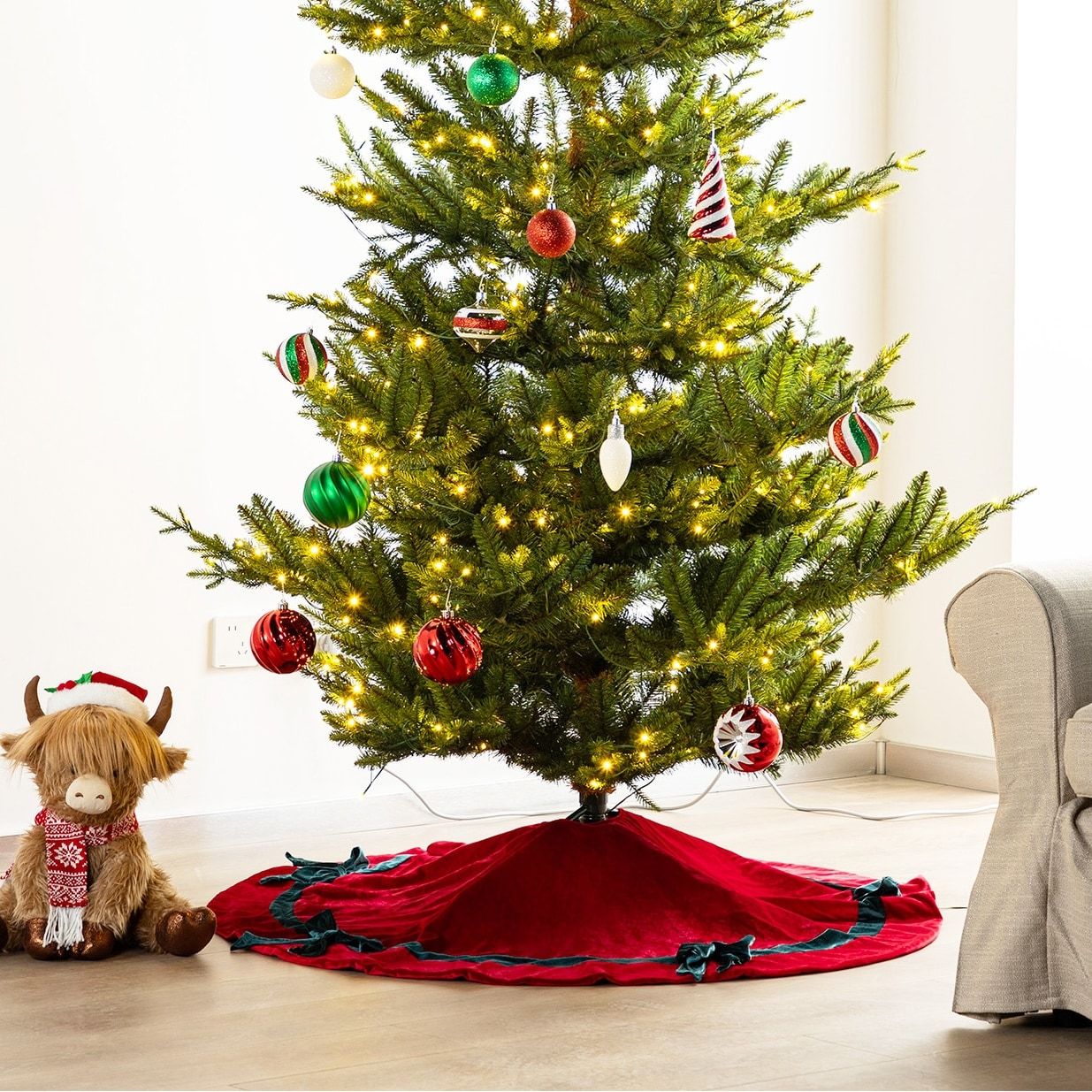 Holiday Decor Ruffled Christmas Tree Skirt Visland Velvet Christmas Tree Skirt 48 Inch Ruffled Holiday Tree