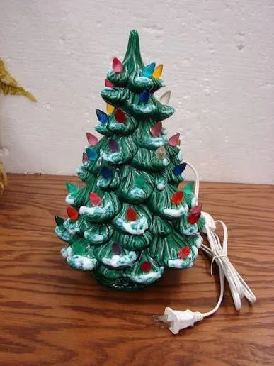 Holland Mold Ceramic Christmas Trees Vintage Small Vintage Ceramic Christmas  Tree Light Up Multi Color Bulbs