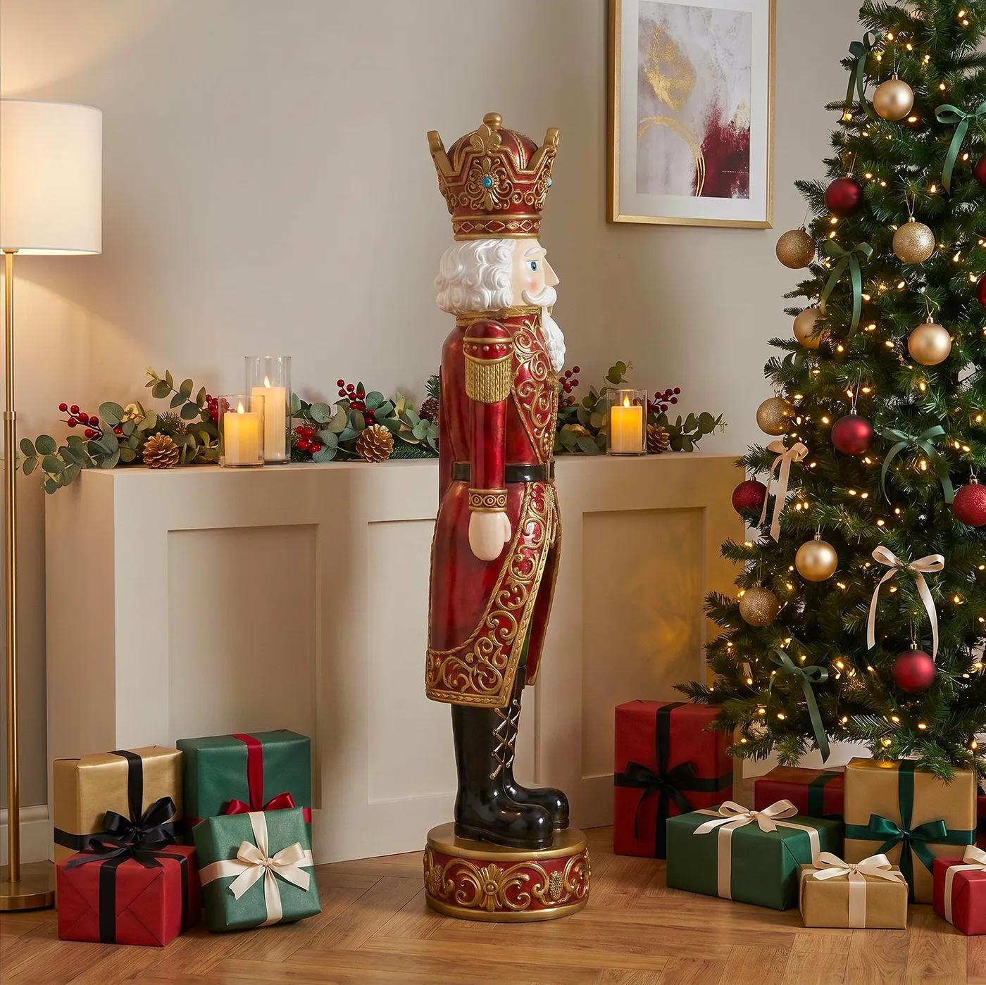 Home Goods Lifesize Nutcracker 5ft Large Traditional Christmas Nutcracker  Soldier Dark Green, Red A Garden Trends