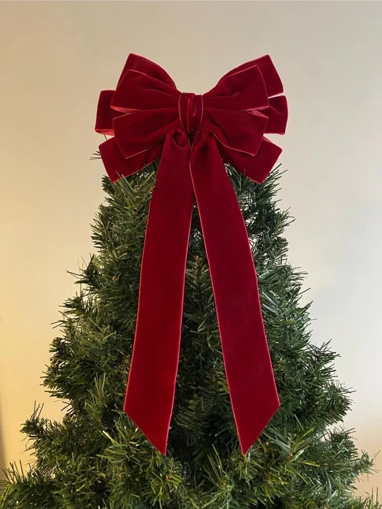 HONEYBOWBOW | Velvet Christmas tree bow | 9' Topper Deep Red SR239