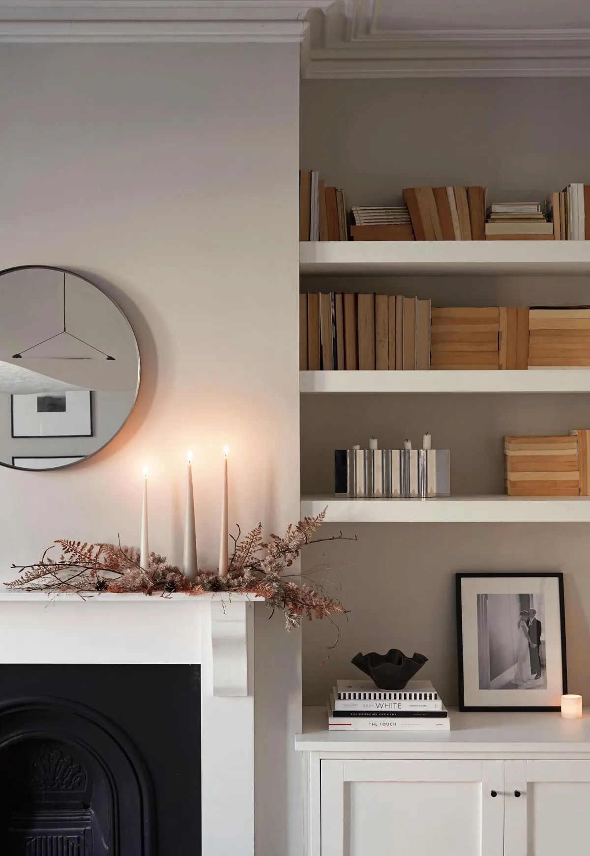 How to create a festive mantelpiece display using branches and dried  foliage |