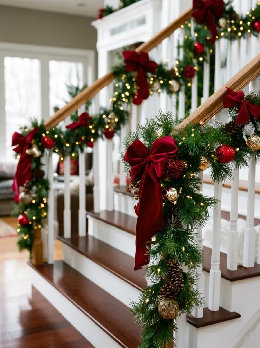How to Style a Festive Staircase Banister: Pro Garland Tips — The Rosie  Home Edit