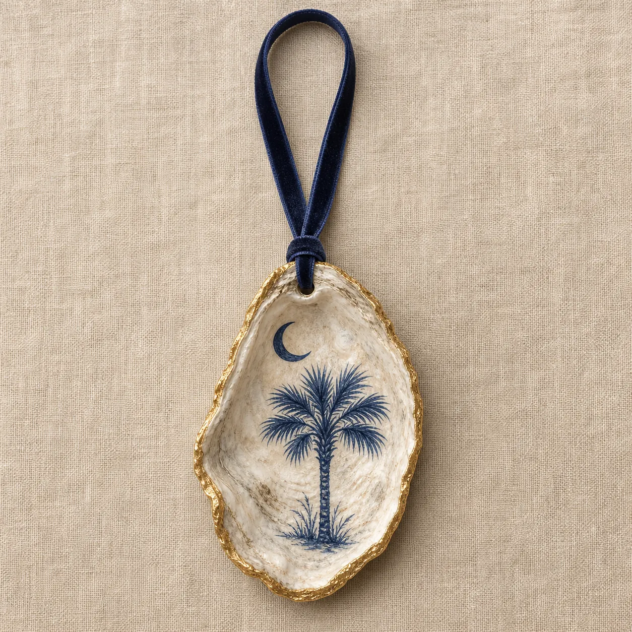 Indigo Palmetto Painted Oyster Ornament – LILA D