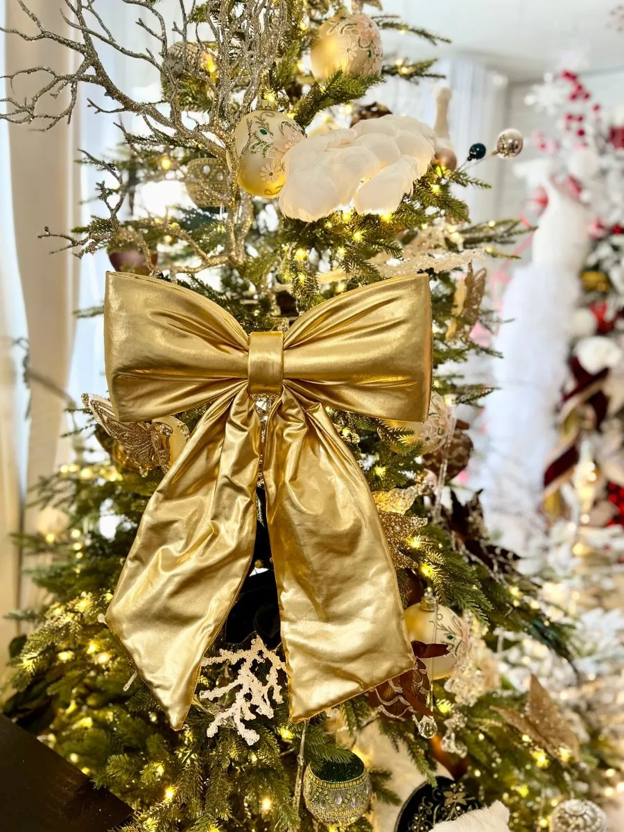 Large Gold Metallic Decorative Bow - Christmas Decor