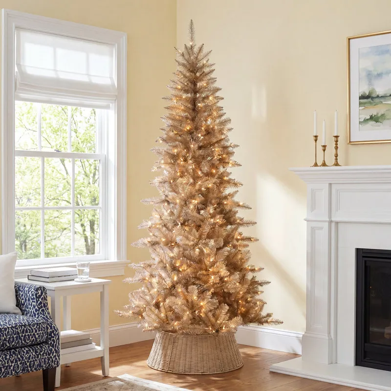 Levion Gold Pre-Lit Pine Tree The Holiday Aisle Size: 7'5'