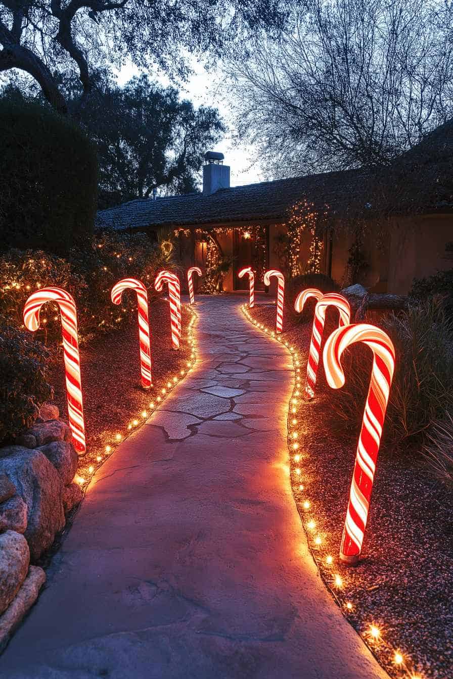 Lights Candy Cane Yard Giant Peppermint Candy Yard Decor – – Outdoor  Christmas Signs With Stakes LED Lights – 2-Pack Giant Peppermint Candy Yard  Signs