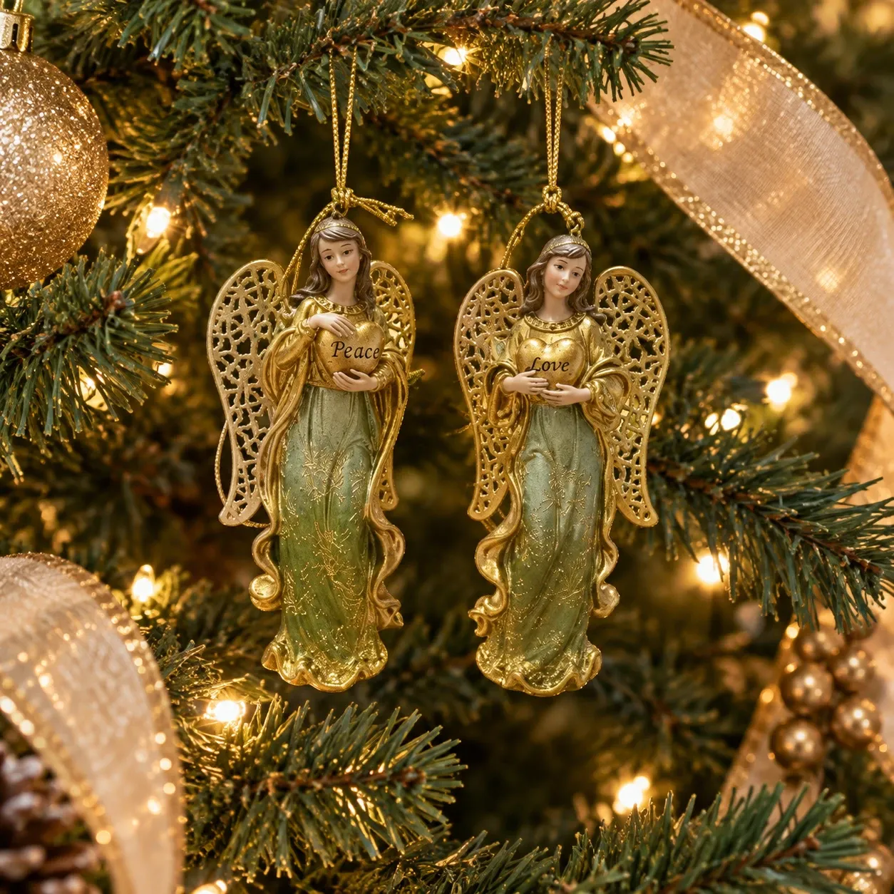 Love & Peace Angel Ornaments with Metal Wings – Set of 2 - St. Jude Shop,  Inc.