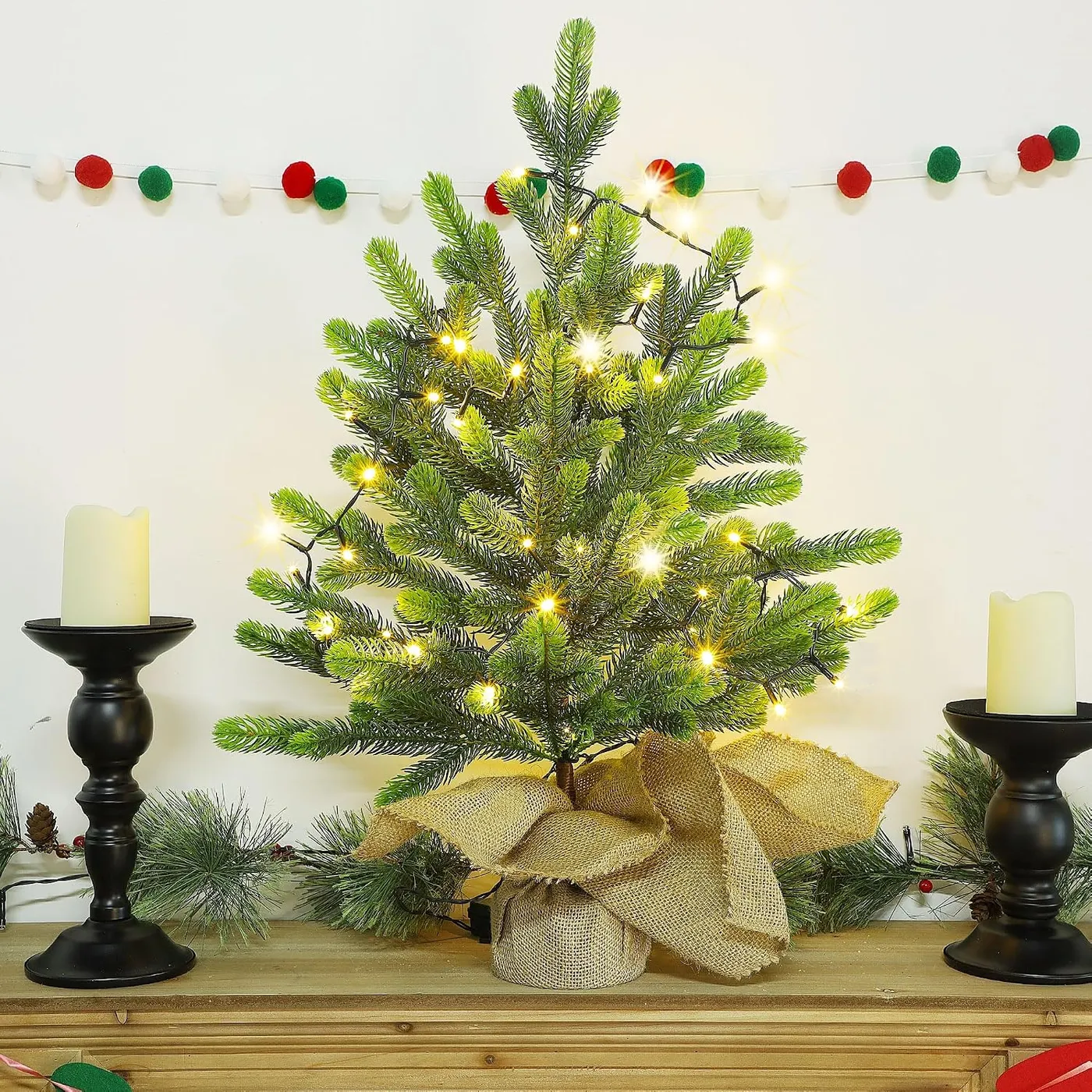 Lulu Home 2 FT Pre-lit Artificial Mini Christmas Bermuda | Ubuy