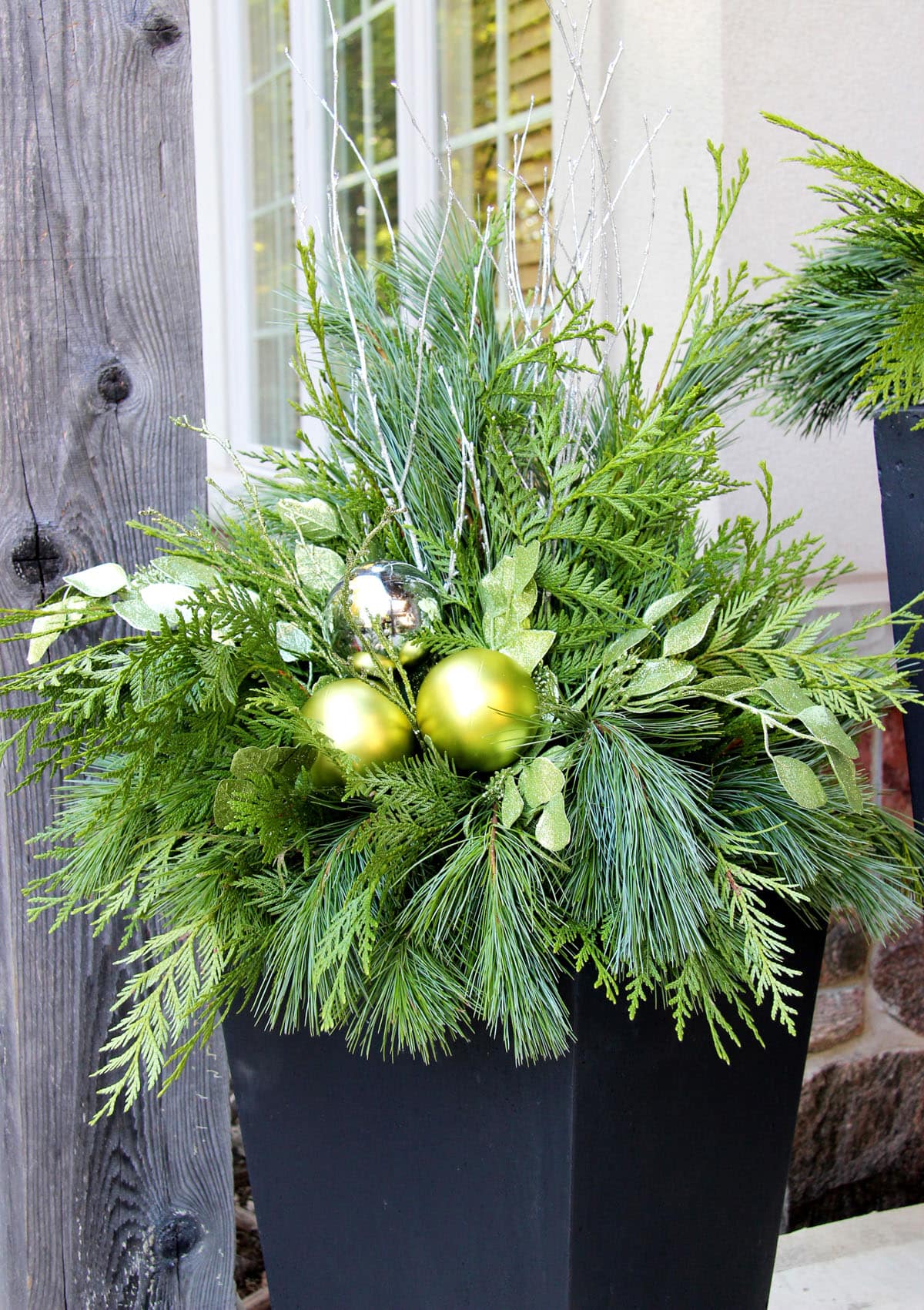 Make Gorgeous Christmas Outdoor Planter Decorations! - A Piece Of Rainbow