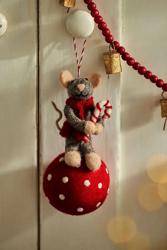 Merry Mouse Felt Critter Ornament | Terrain